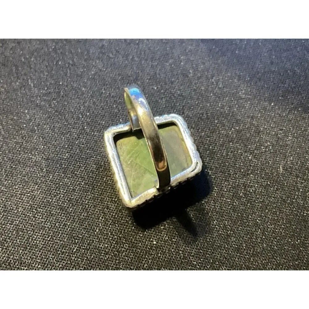 925 Silver Chrysoprase Asymetrical Ring Size 8